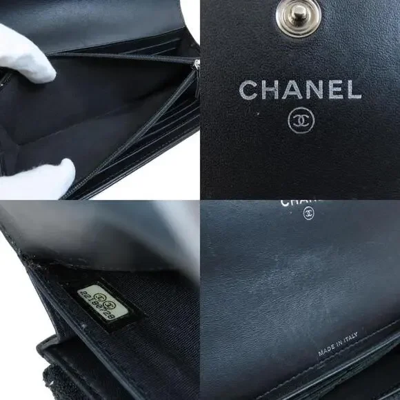CHANEL Black Caviar Leather Logo Wallet - Picture 6 of 11
